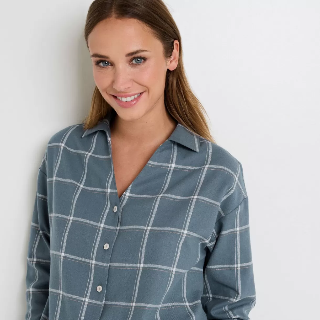Haut De Pyjama | Pyjama<FAMILLE CHEMISE À CARREAUX FLANELLE MULTICO BLEU MULTICOBLEU