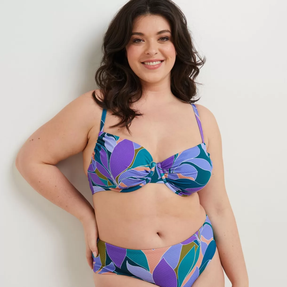 Maillot De Bain 2 Pièces | Maillot De Bain Poitrine Généreuse (e, F Et G)<MONICA MAILLOT DE BAIN EMBOIT COULISS MULTICOLOR