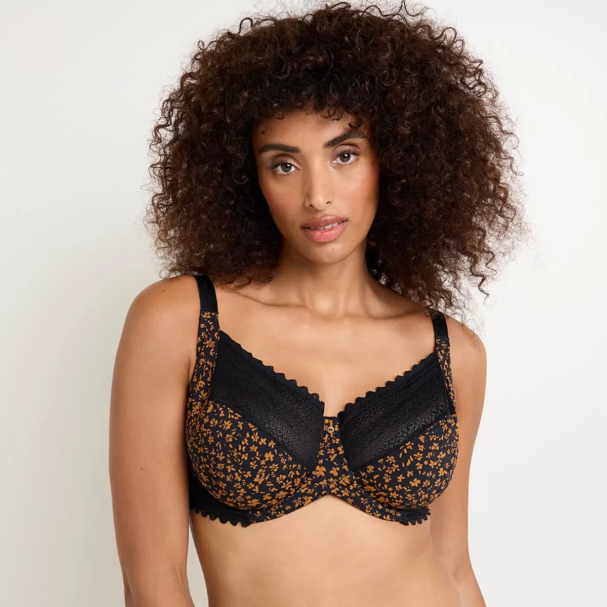 Poitrine Généreuse (bonnets E, F Et G) | Soutien-gorge Corbeille / Emboîtant<DOUCE SOUTIEN-GORGE EMBOITANT GRANDE TAILLE MICROF MULTICO NOIR MULTICONOIR